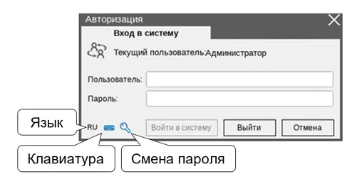 Окно авторизации