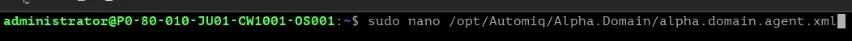 Открытие файла alpha.domain.agent.xml