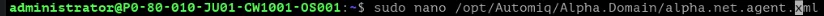 Открытие файла alpha.net.agent.xml