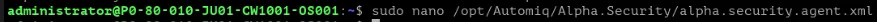 Открытие файла alpha.security.agent.xml