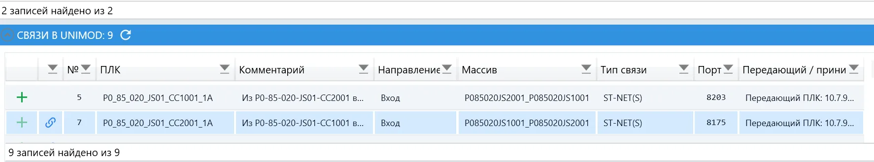 Выделенная запись в таблице Unimod