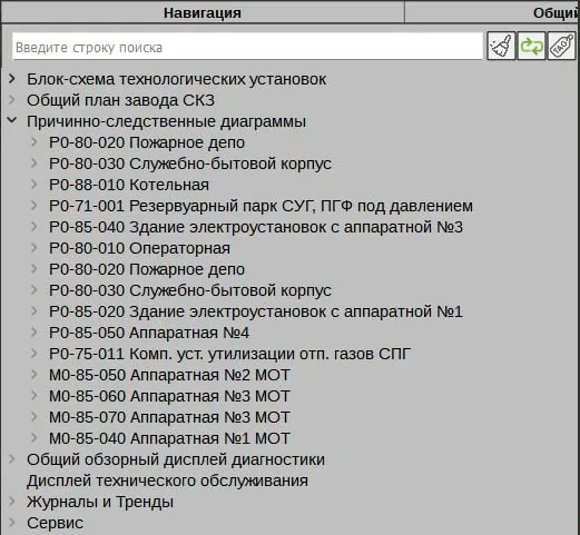 Дерево навигации в runtime alpha.HMI