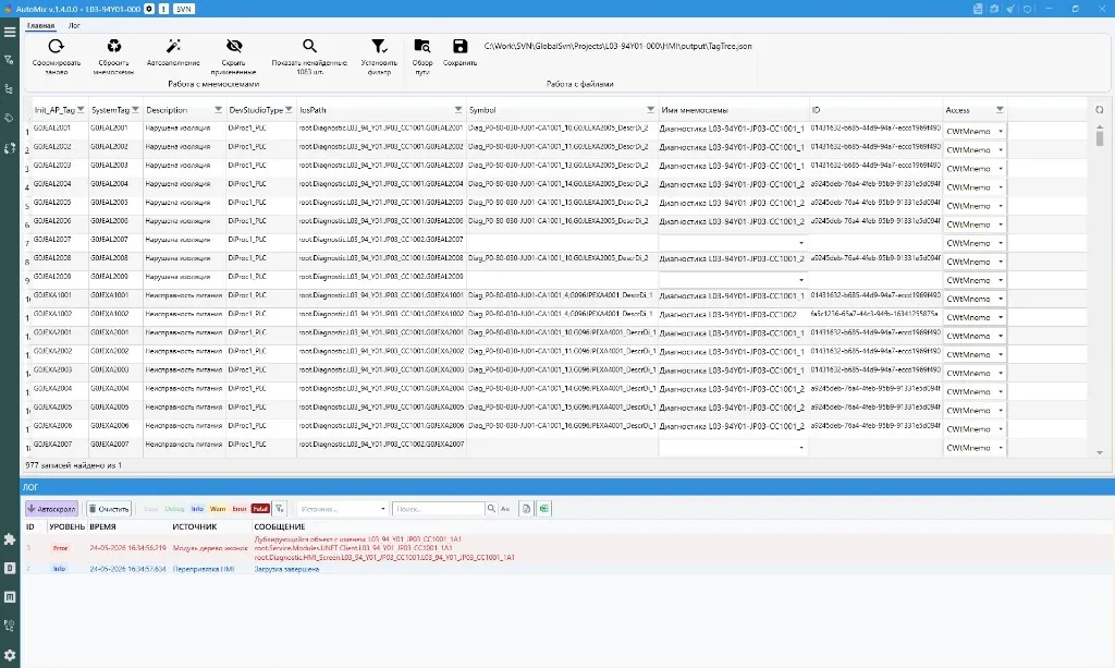 Вкладка UserTagTree, общий вид